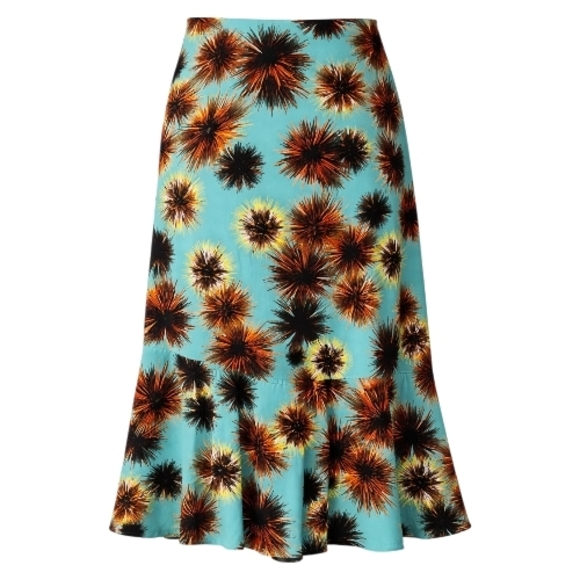 Kenzo Sea Urchin Print Wrap Skirt, Turquoise And Orange NWT, - Picture 3 of 14